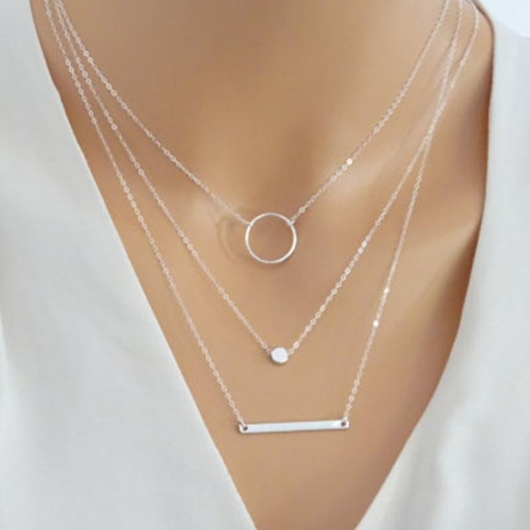 LiveChicStyle Jewelry - 2/$20 Silver Dainty Necklace with 3 Layers